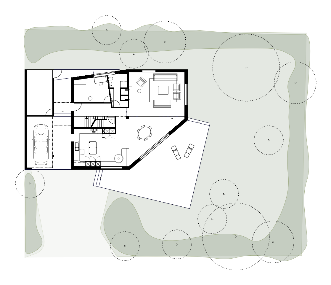 Erdgeschoss und Garten