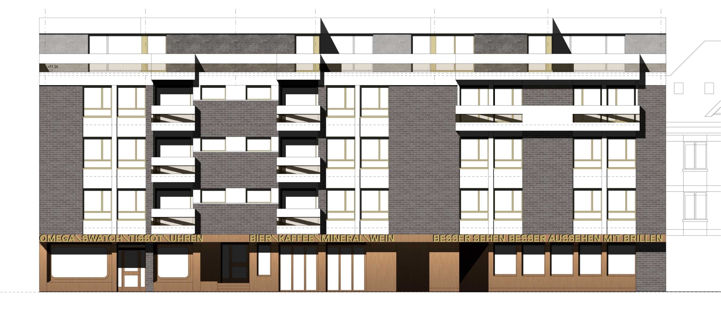 Strassenansicht mit Aufstockung