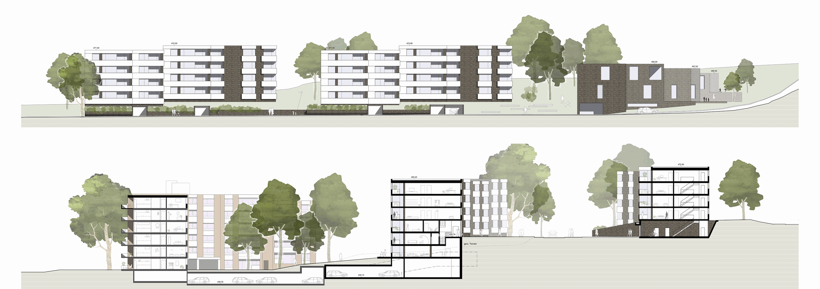 Ansicht Spichergasse, Schnitt